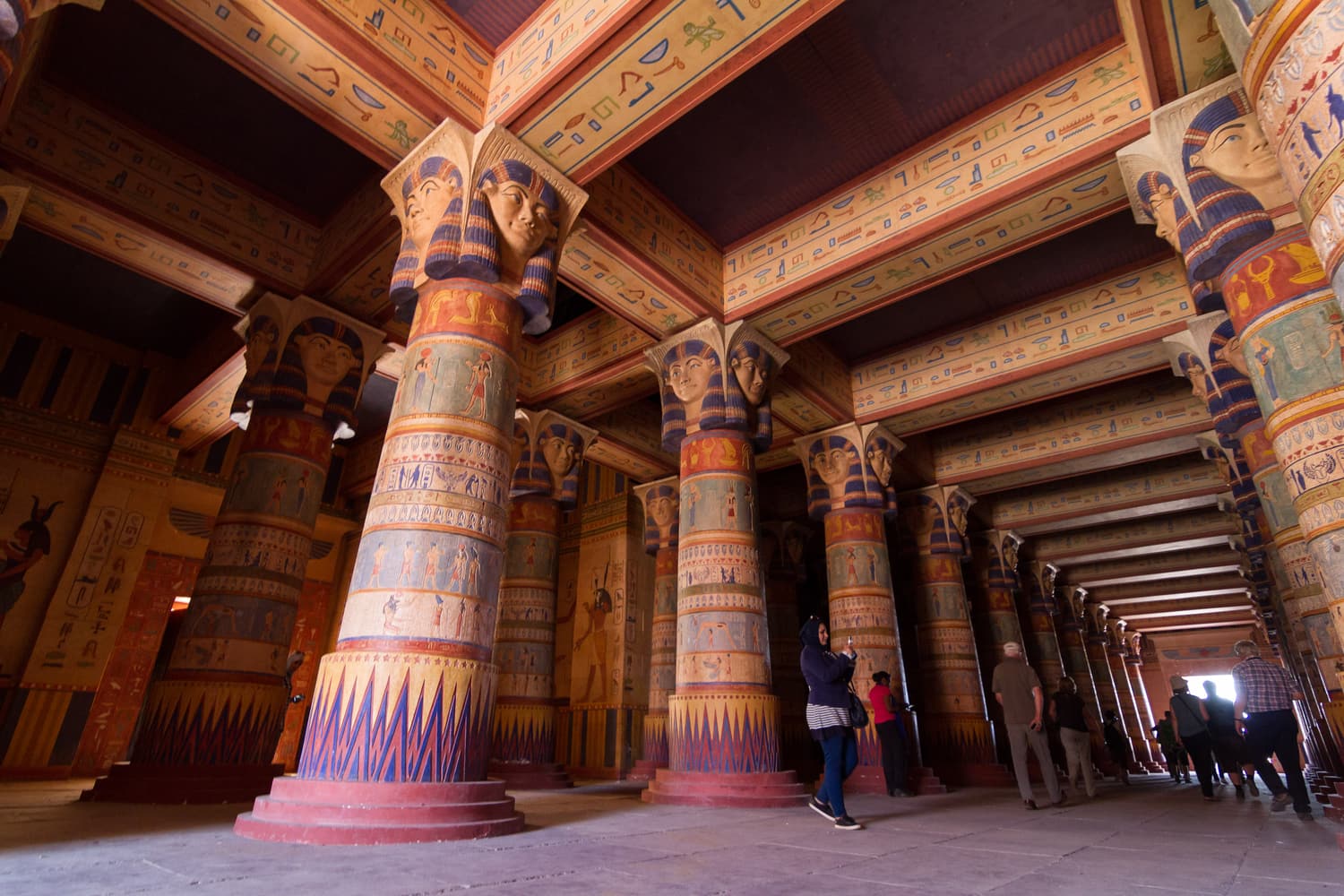 Egyptian temple film set columns standing in the desert at Atlas Film Studios