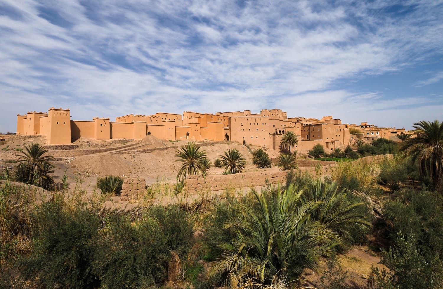 The tightly packed earthen towers of Kasbah Taourirt in Ouarzazate
