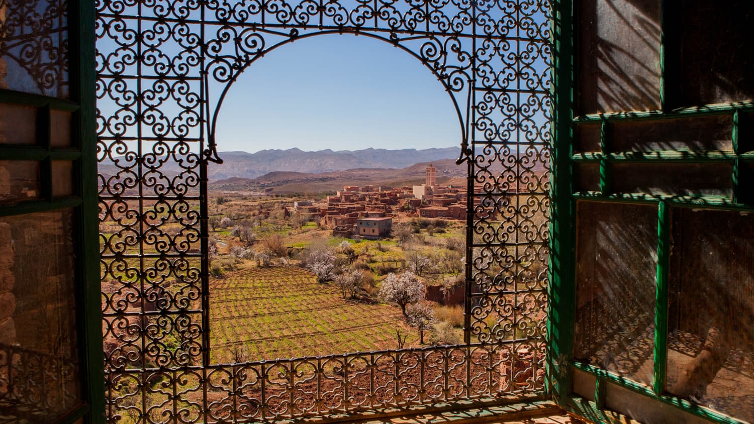 The ruined earthen towers of Telouet Kasbah in the High Atlas