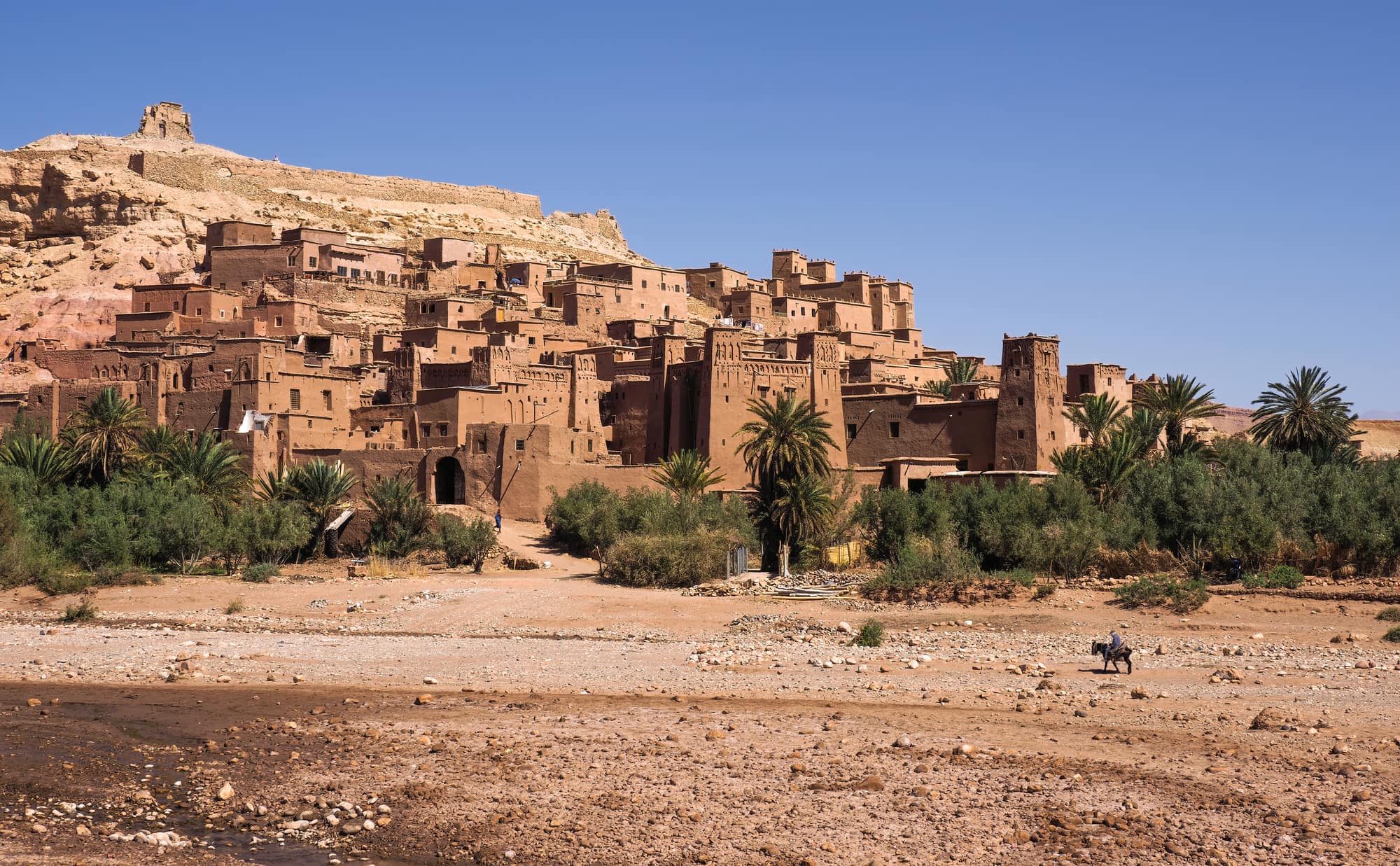 The ksar of Aït Benhaddou rising in tiers above the Ounila valley