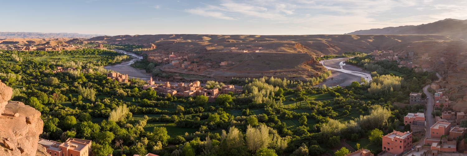 Terraced fields and rose gardens in the Valley of Roses, southern Morocco